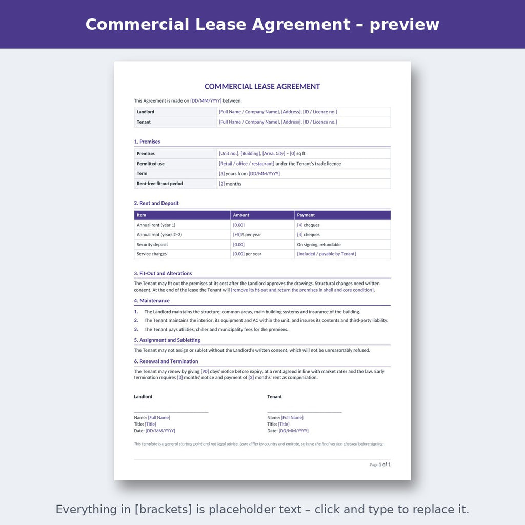 Commercial Lease Agreement – preview