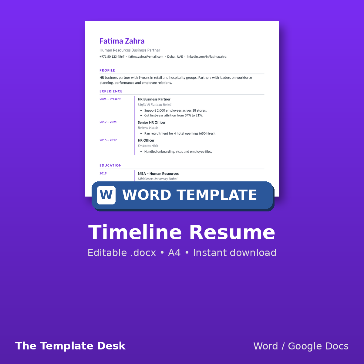Timeline Resume – cover