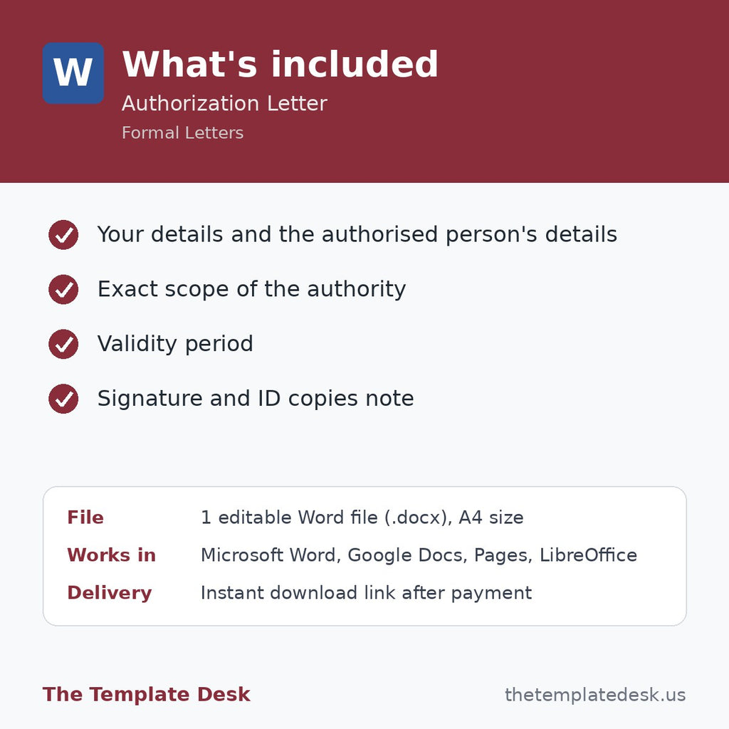 Authorization Letter – what's included