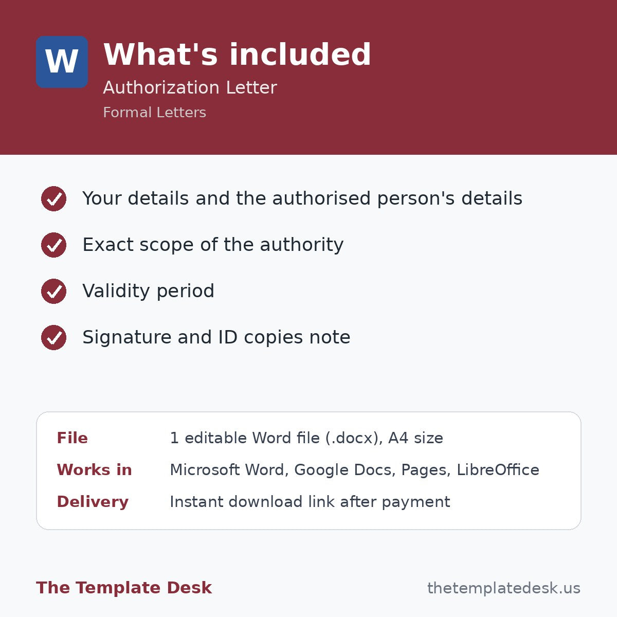 Authorization Letter – what's included