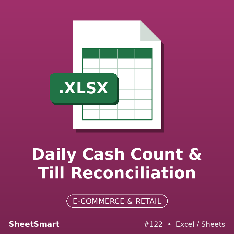 Daily Cash Count & Till Reconciliation – Excel template