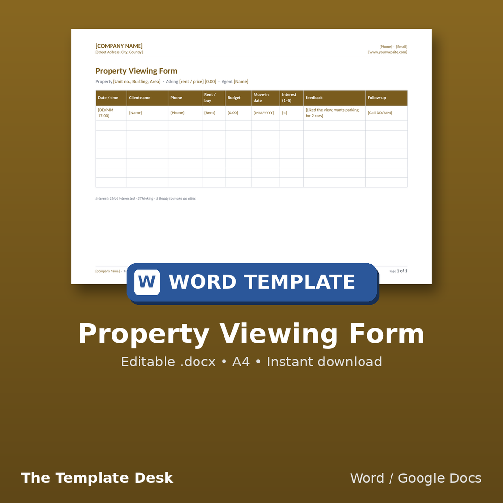 Property Viewing Form – cover