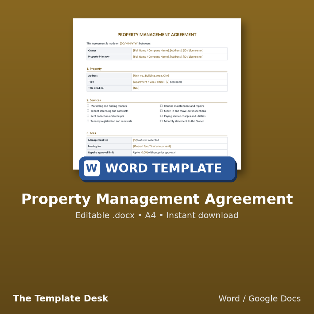 Property Management Agreement – cover