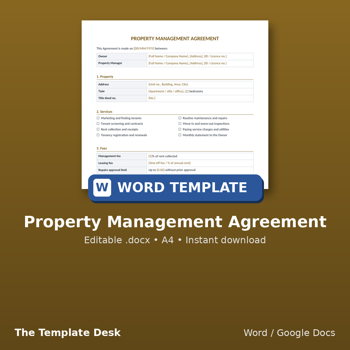 Property Management Agreement – cover