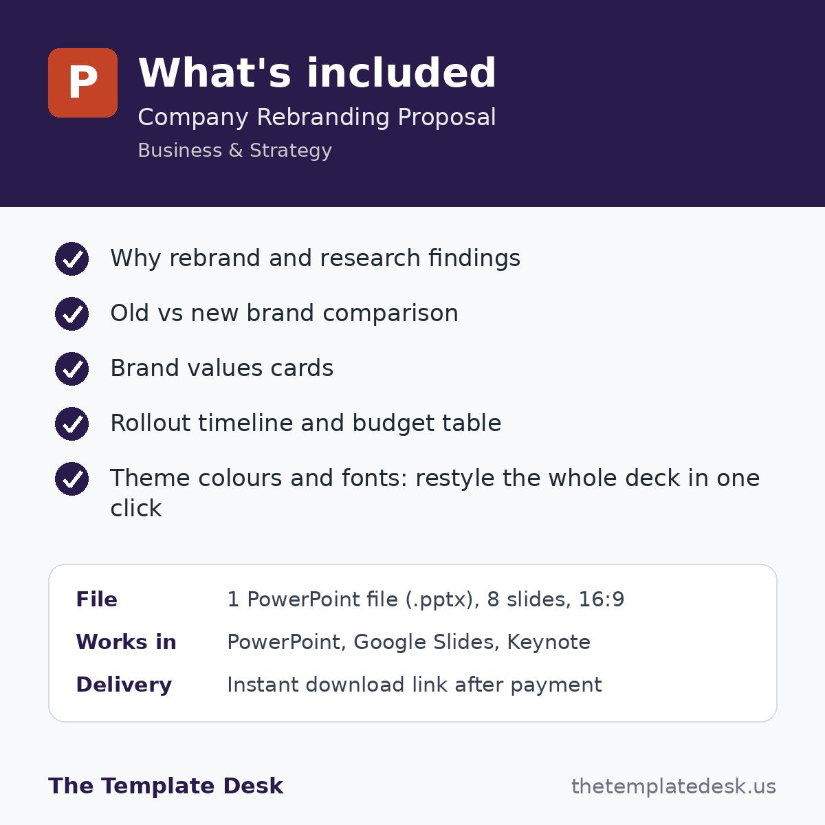 Company Rebranding Proposal – what's included