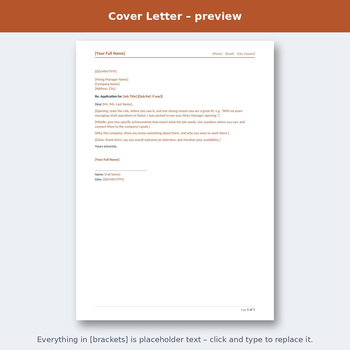 Cover Letter – preview