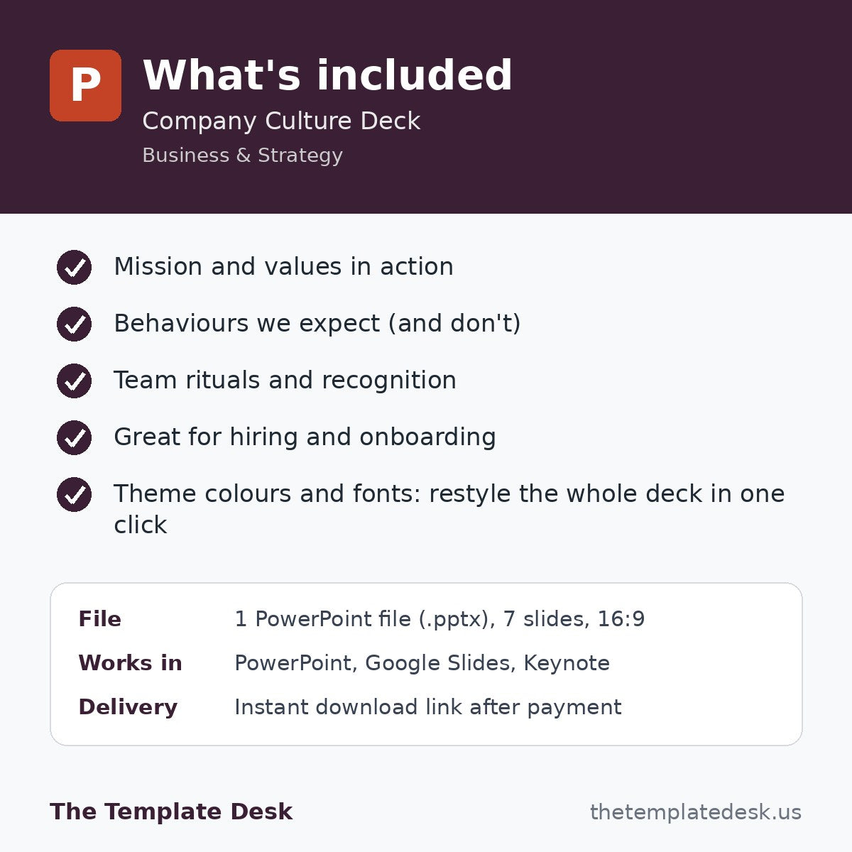 Company Culture Deck – what's included