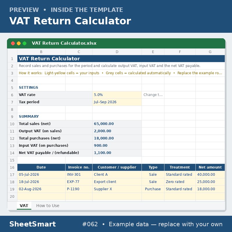 VAT Return Calculator – sheet preview