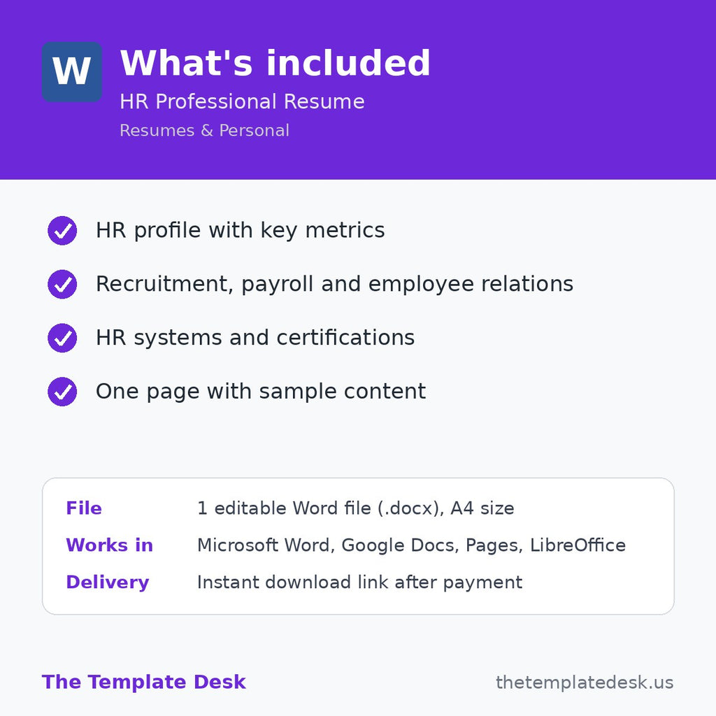 HR Professional Resume – what's included