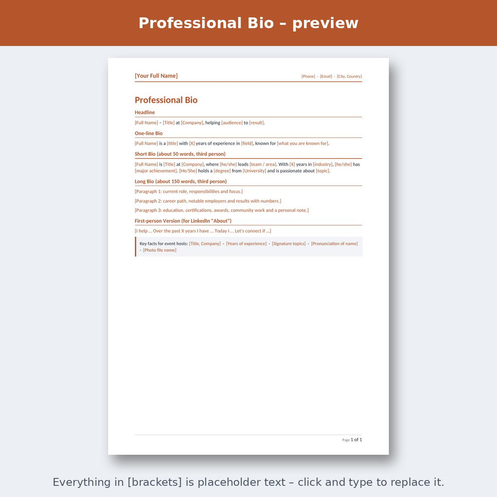 Professional Bio – preview