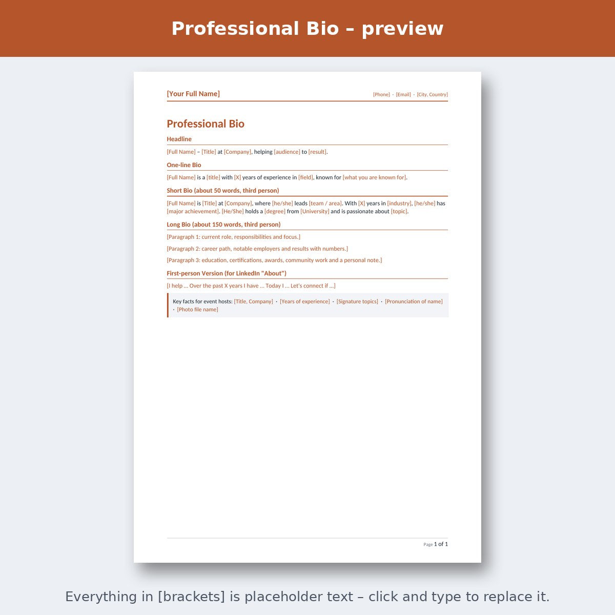 Professional Bio – preview