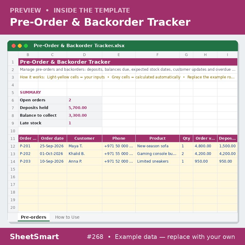 Pre-Order & Backorder Tracker – sheet preview