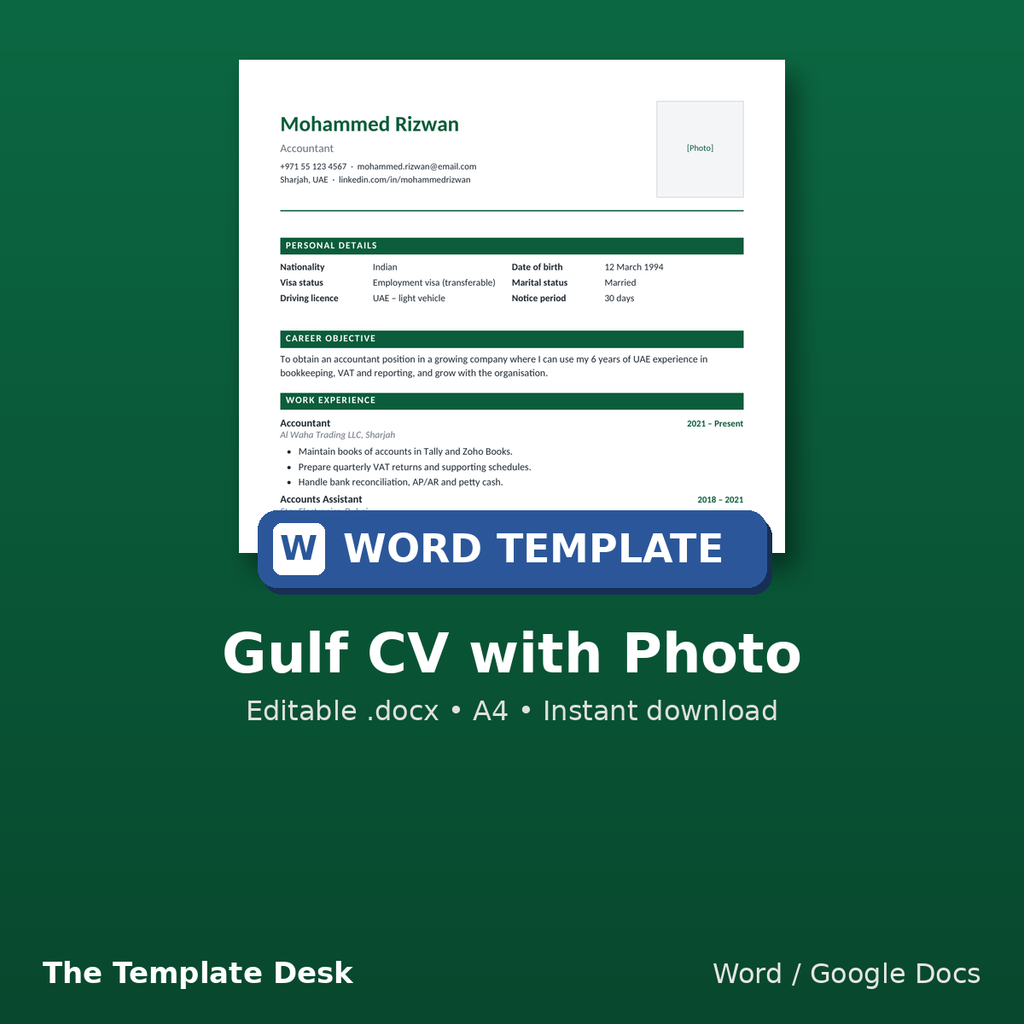 Gulf CV with Photo – cover