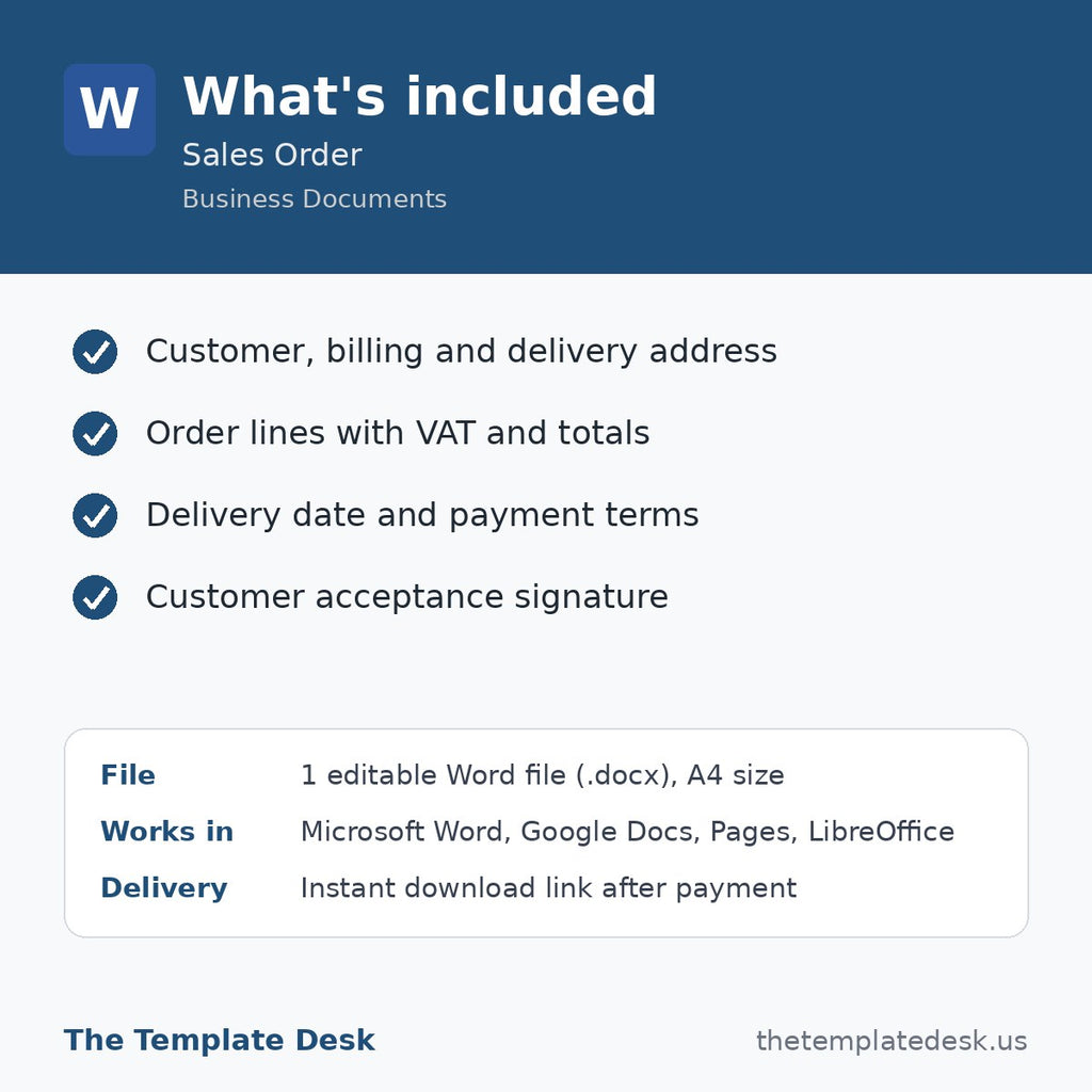 Sales Order – what's included