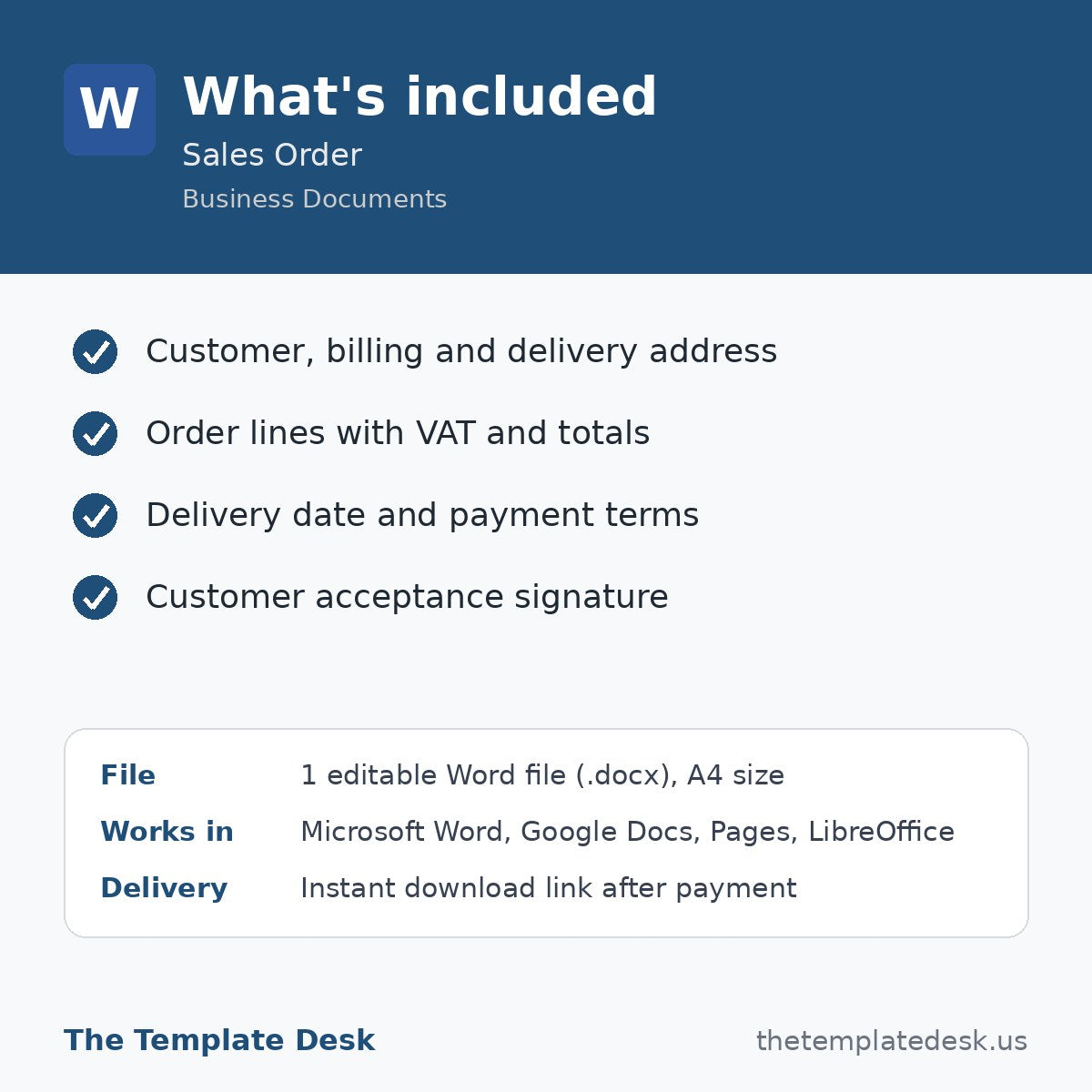 Sales Order – what's included