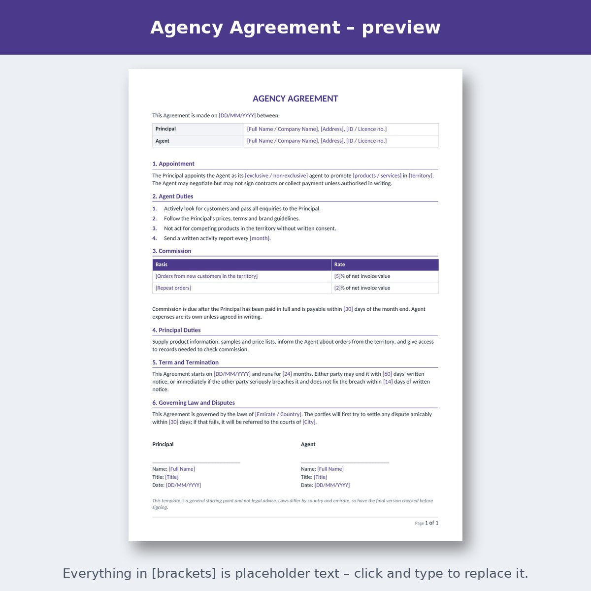 Agency Agreement – preview