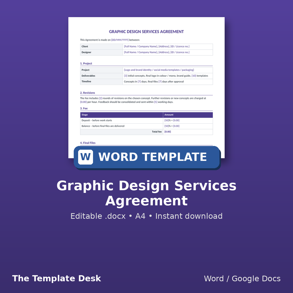 Graphic Design Services Agreement – cover