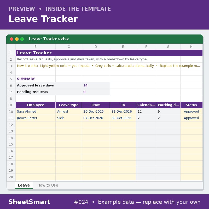 Leave Tracker – sheet preview