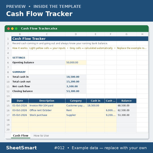 Cash Flow Tracker – sheet preview