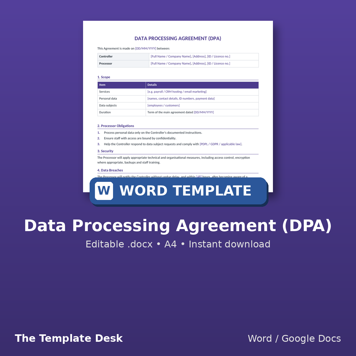 Data Processing Agreement (DPA) – cover