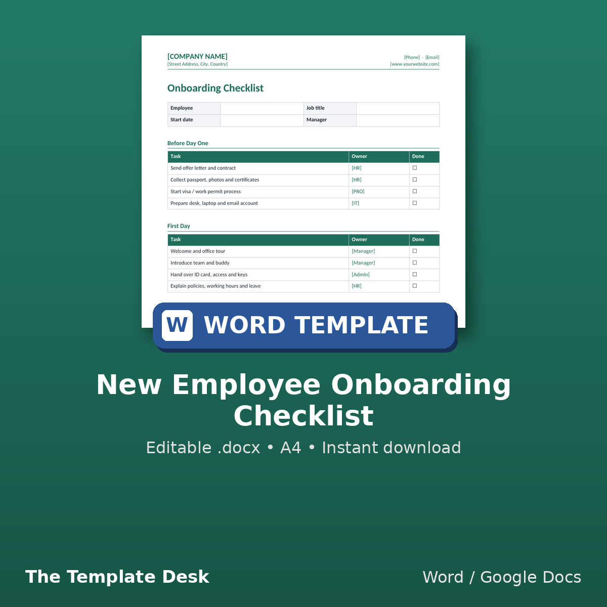 New Employee Onboarding Checklist – cover