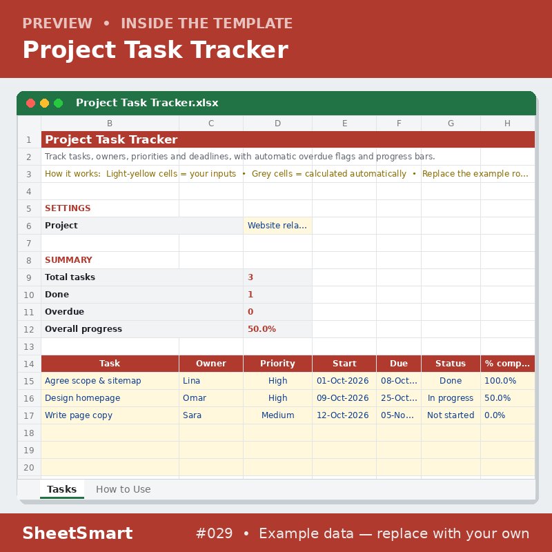 Project Task Tracker – sheet preview