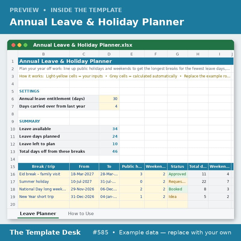 Annual Leave & Holiday Planner – preview