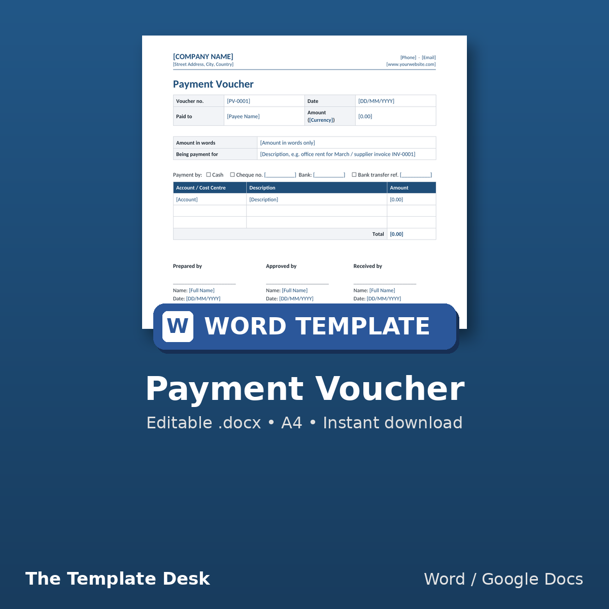 Payment Voucher – cover