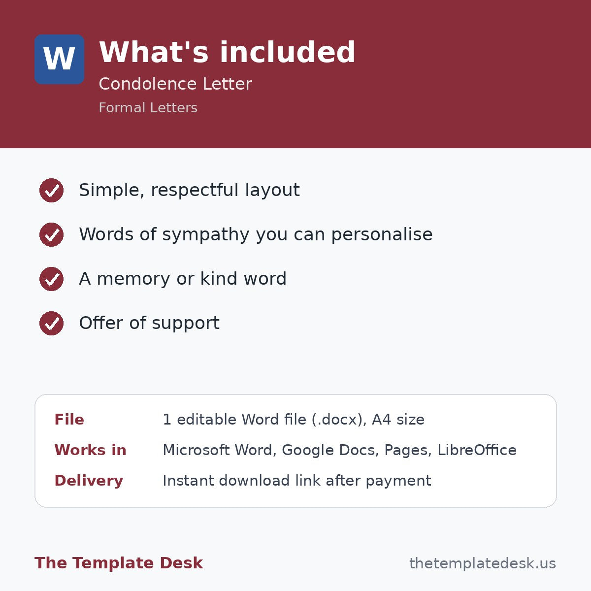 Condolence Letter – what's included