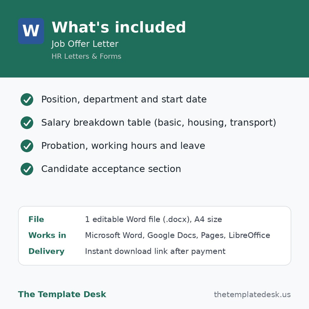 Job Offer Letter – what's included