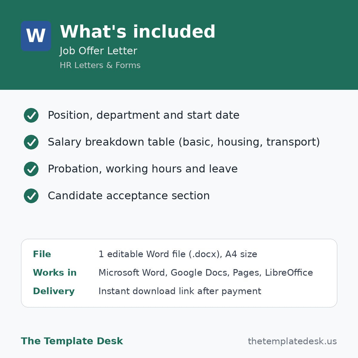 Job Offer Letter – what's included