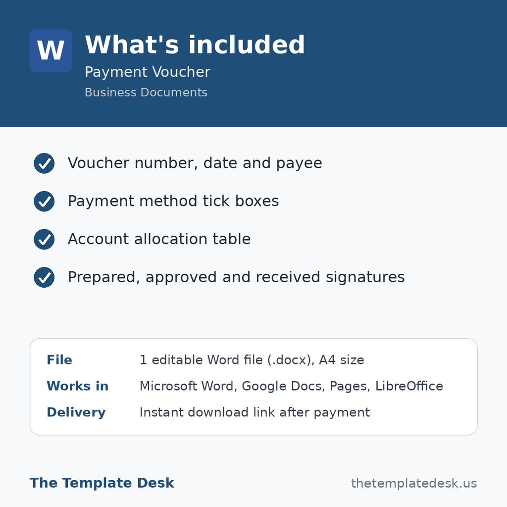 Payment Voucher – what's included