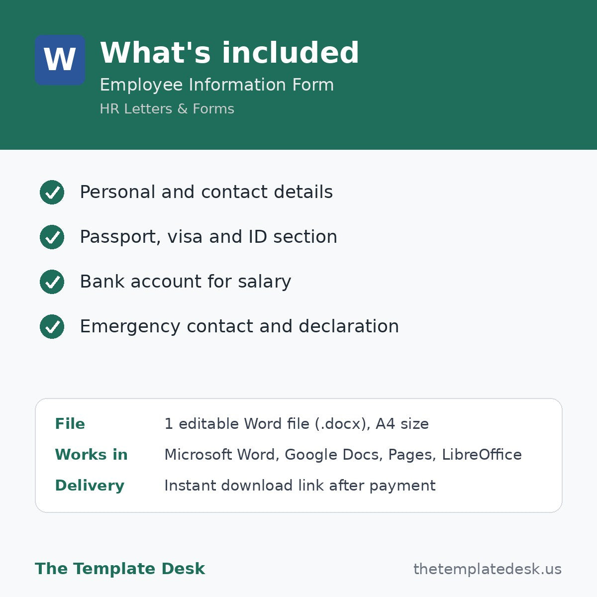 Employee Information Form – what's included
