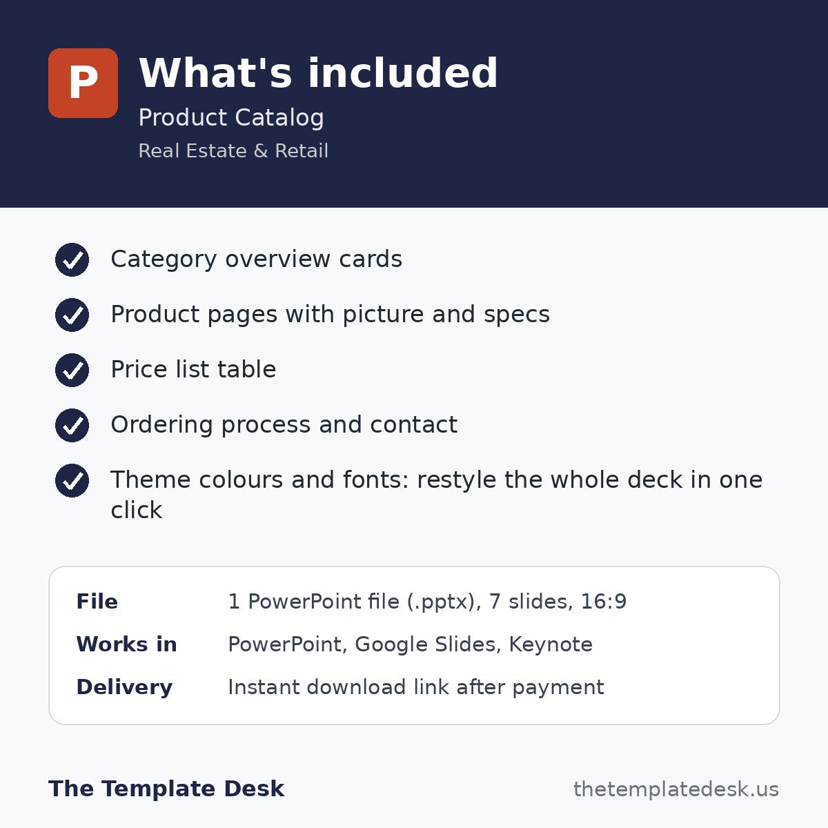 Product Catalog – what's included