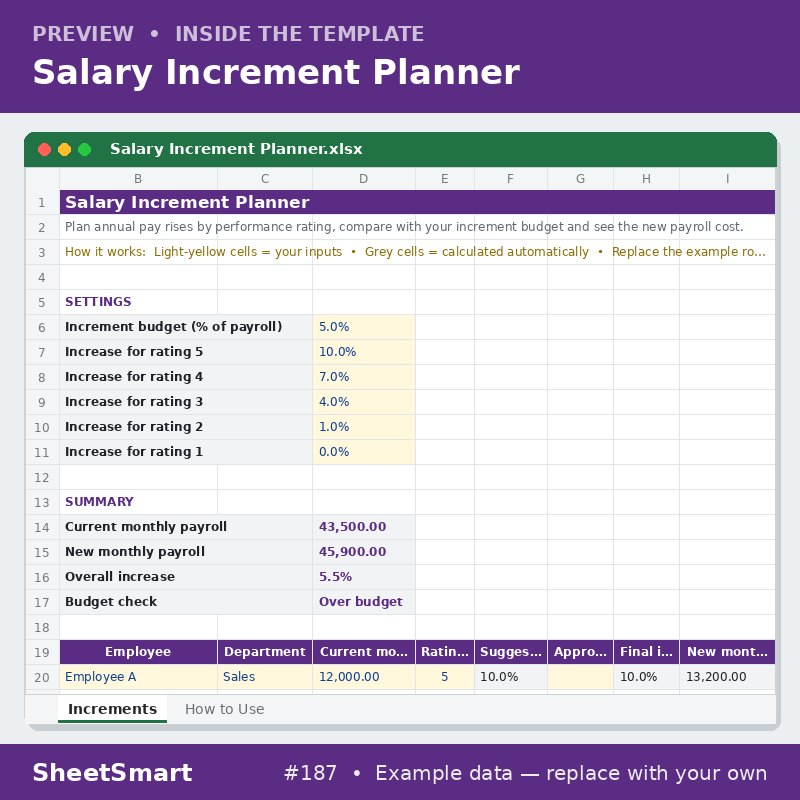 Salary Increment Planner – sheet preview