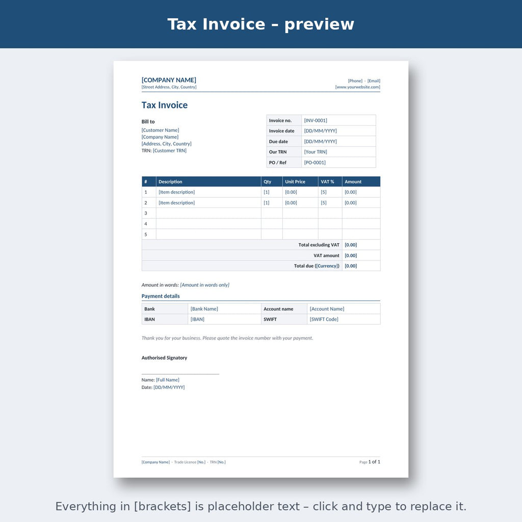 Tax Invoice – preview