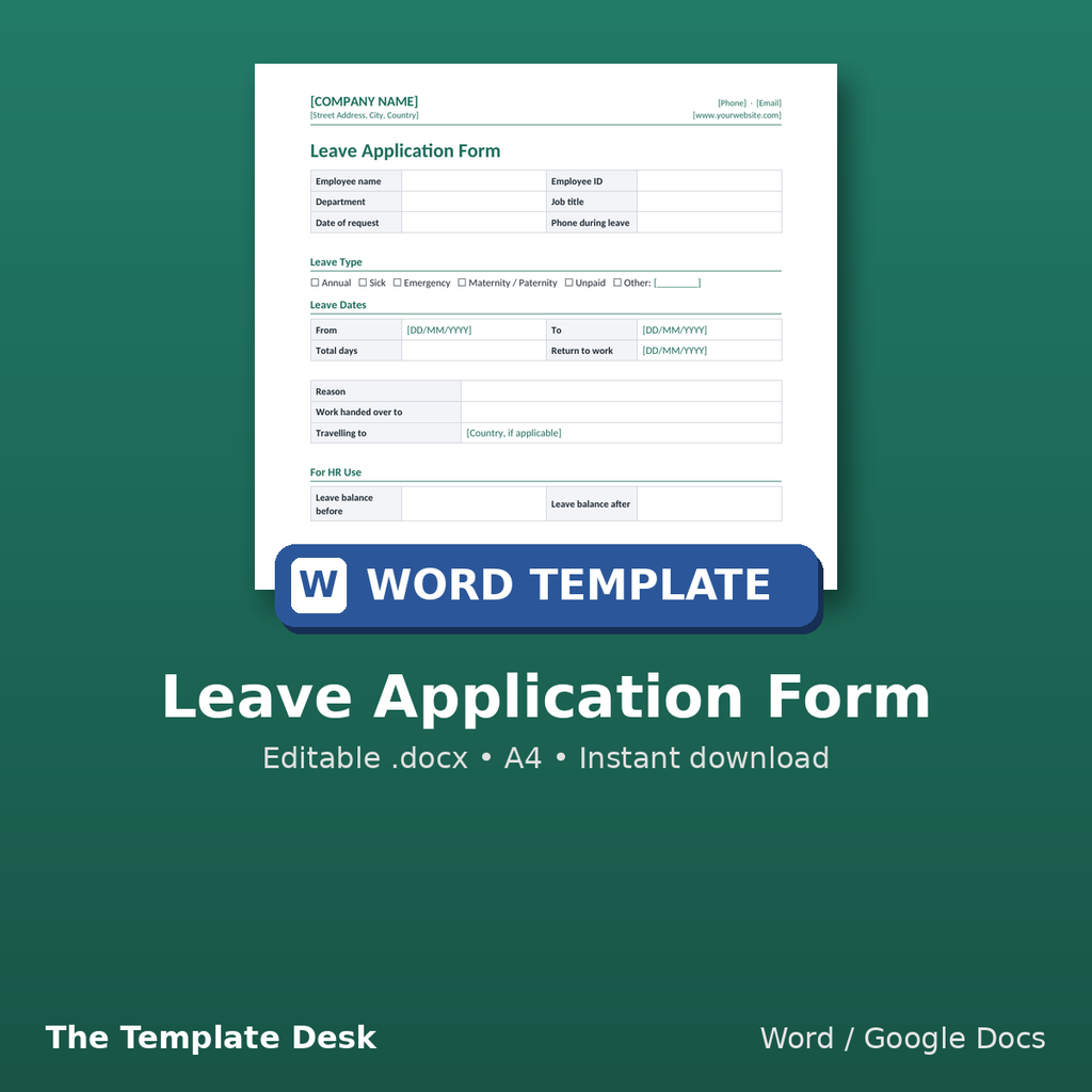 Leave Application Form – cover