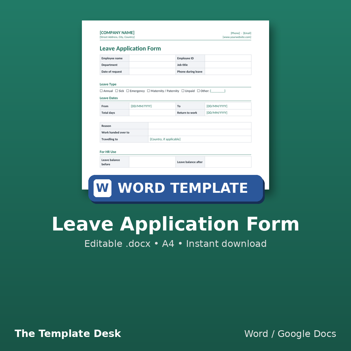 Leave Application Form – cover