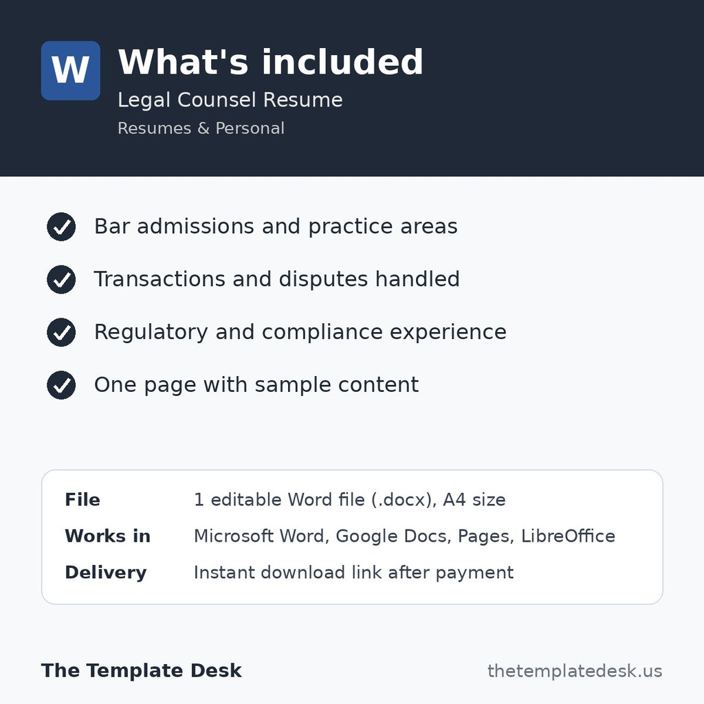 Legal Counsel Resume – what's included