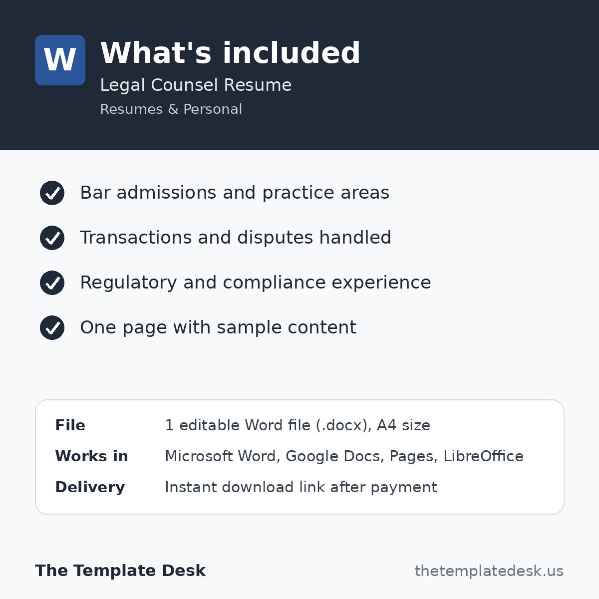 Legal Counsel Resume – what's included
