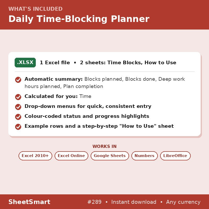 Daily Time-Blocking Planner – what's included