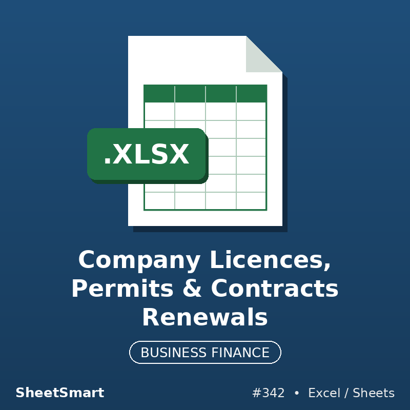Company Licences, Permits & Contracts Renewals – Excel template
