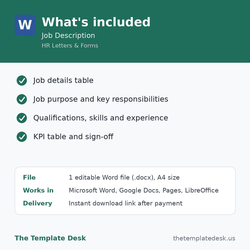 Job Description – what's included