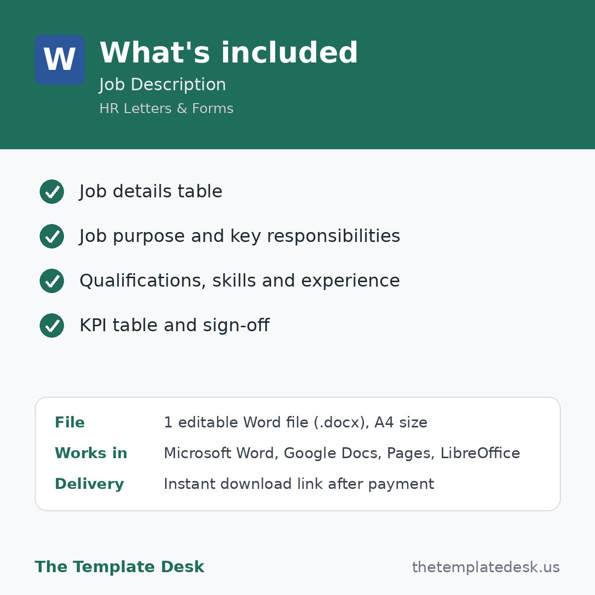 Job Description – what's included