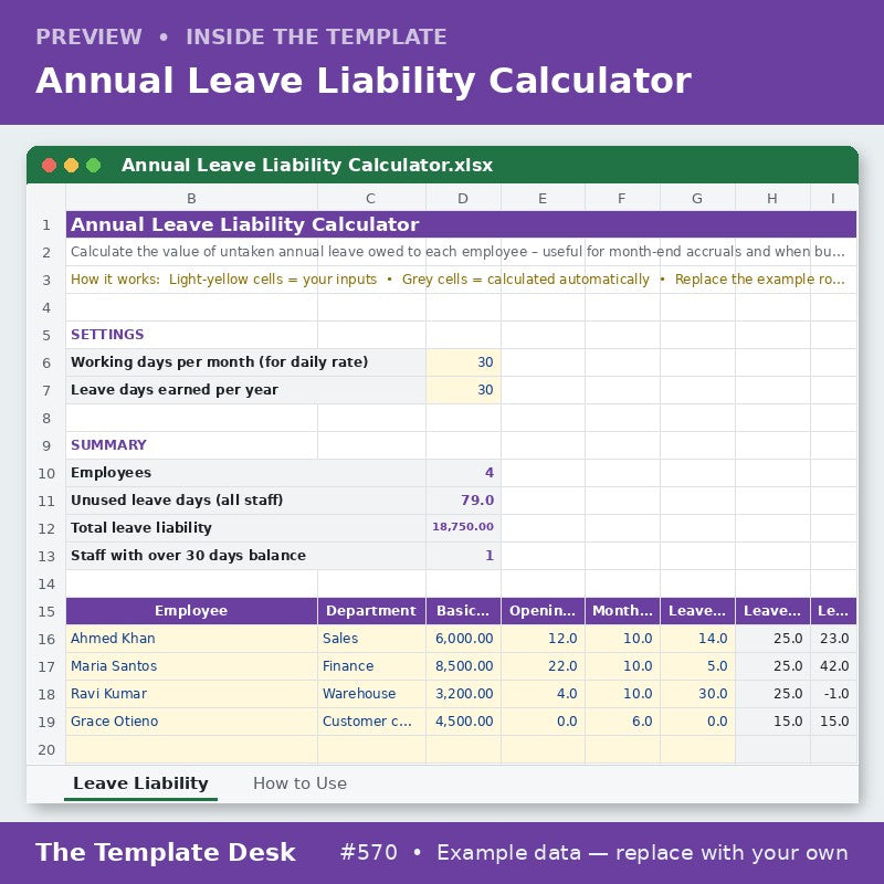 Annual Leave Liability Calculator – preview