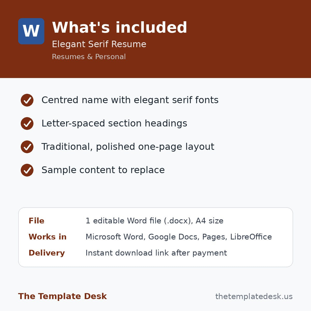 Elegant Serif Resume – what's included