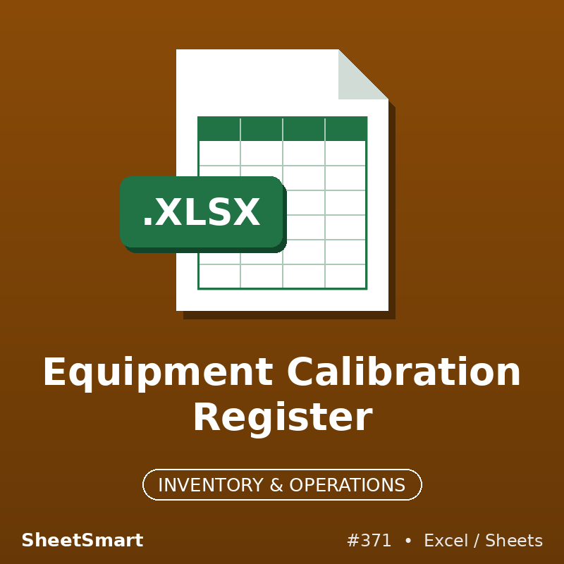 Equipment Calibration Register – Excel template