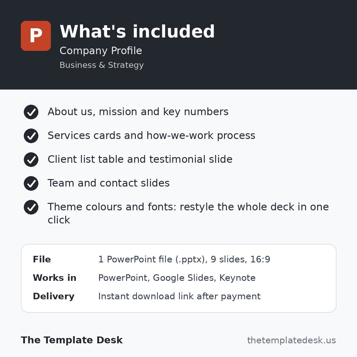 Company Profile – what's included