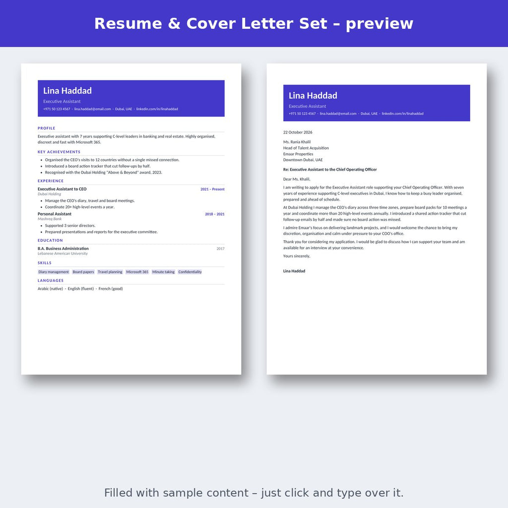 Resume & Cover Letter Set – preview