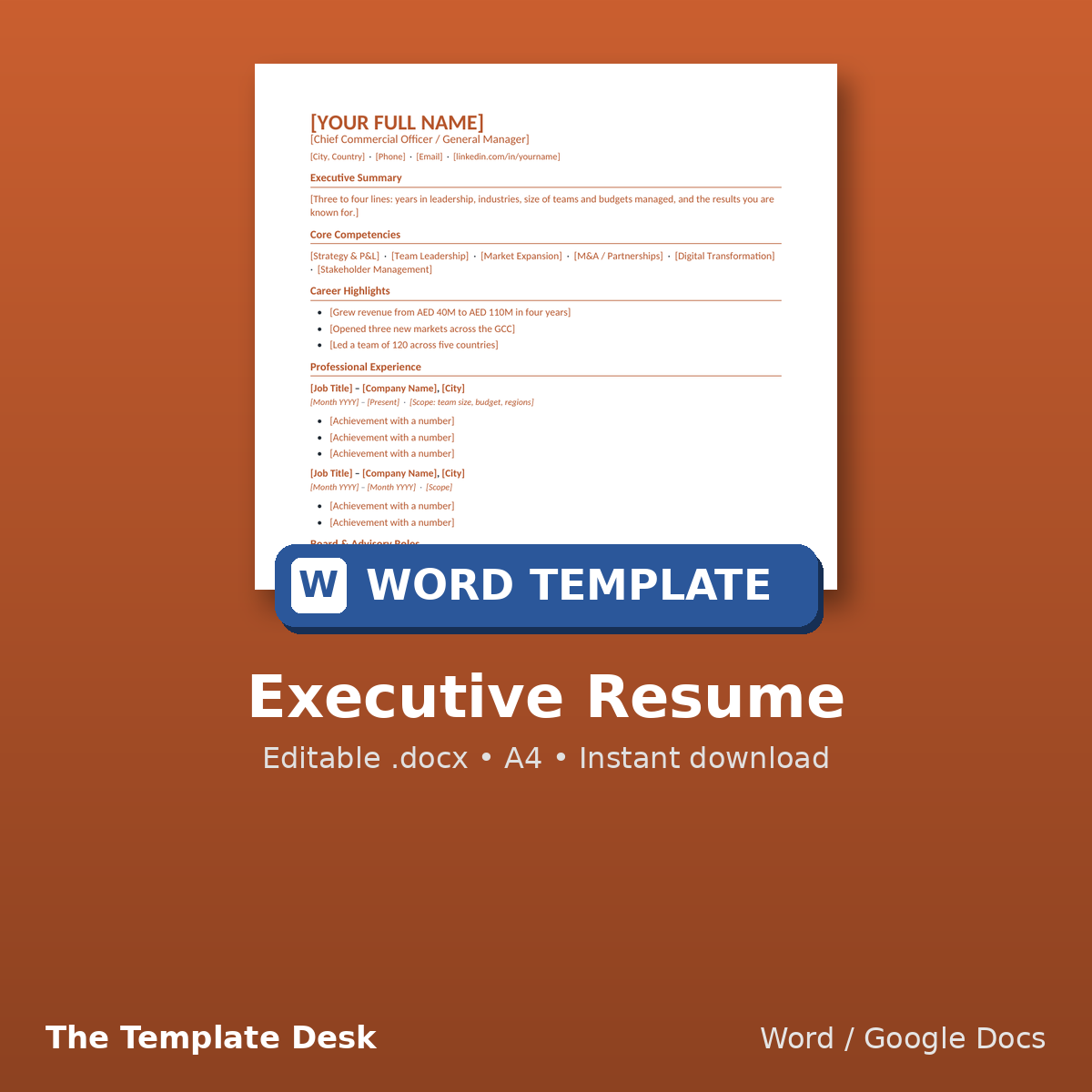 Executive Resume – cover